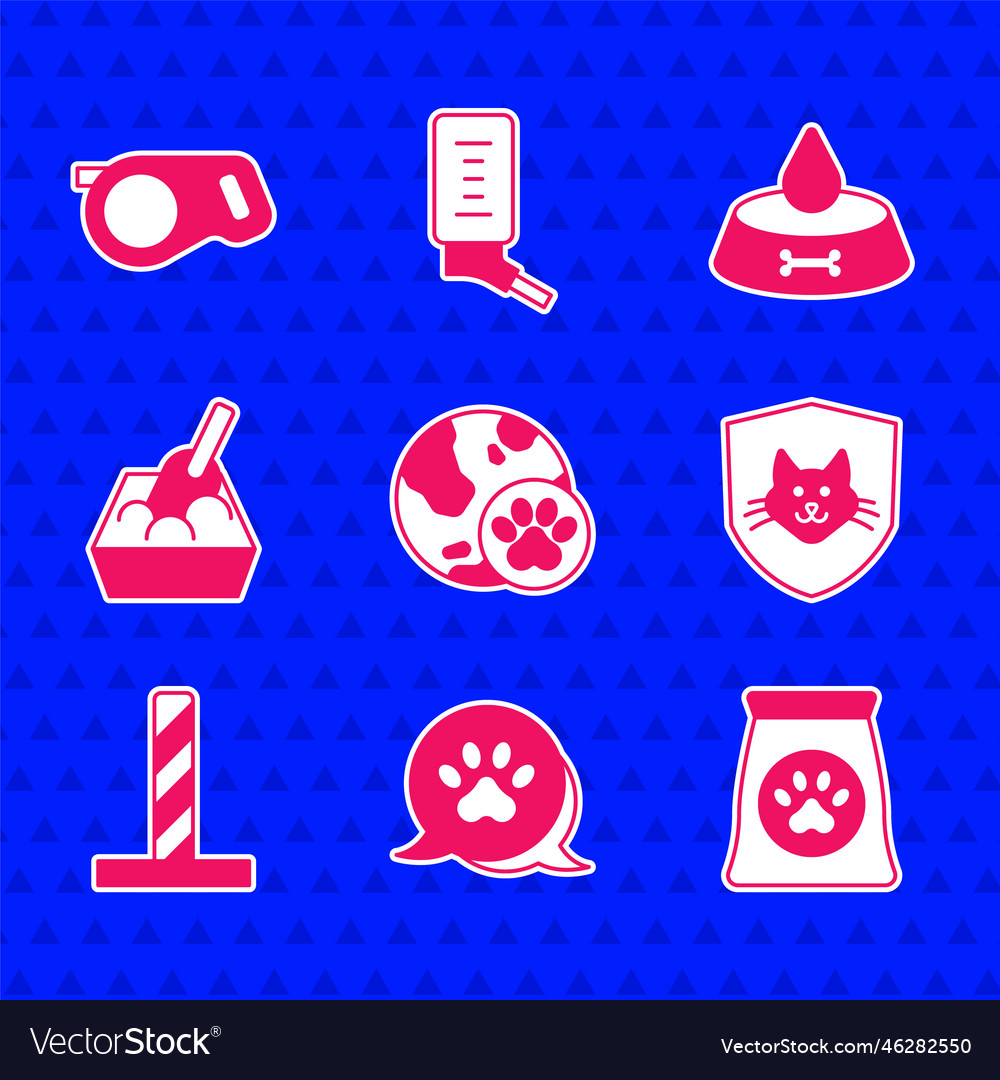 set-world-pet-paw-print-bag-of-food-for-animal-vector-image