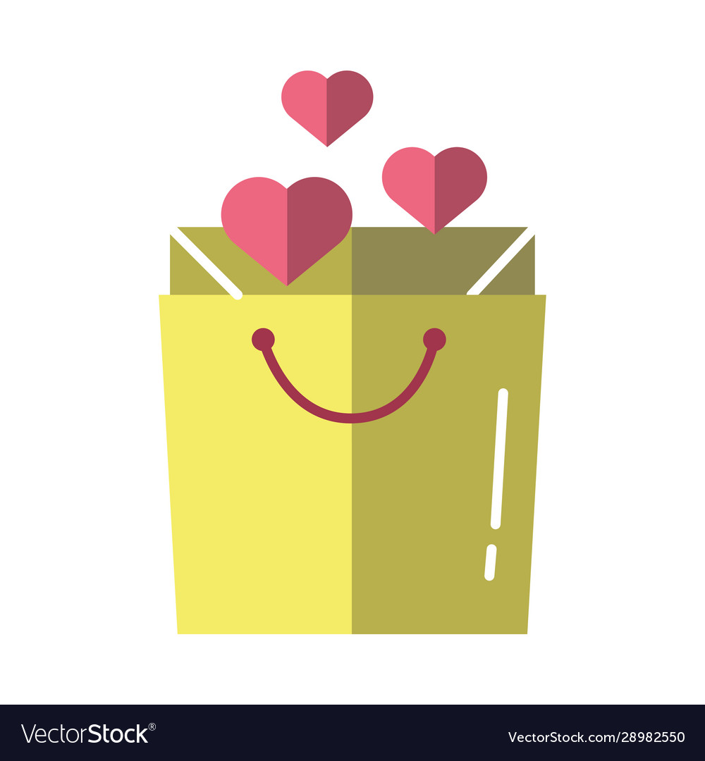 Shopping bag paper with hearts love Royalty Free Vector