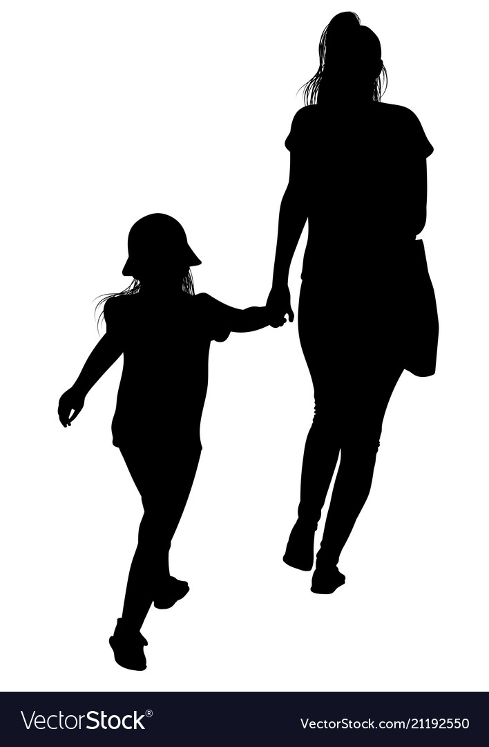 Download Silhouette of a mother with her daughter Vector Image