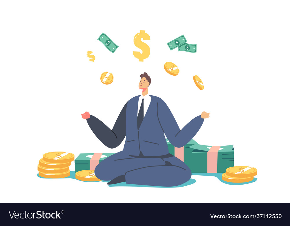 Wealth Or Prosperity Concept Rich Male Character Vector Image