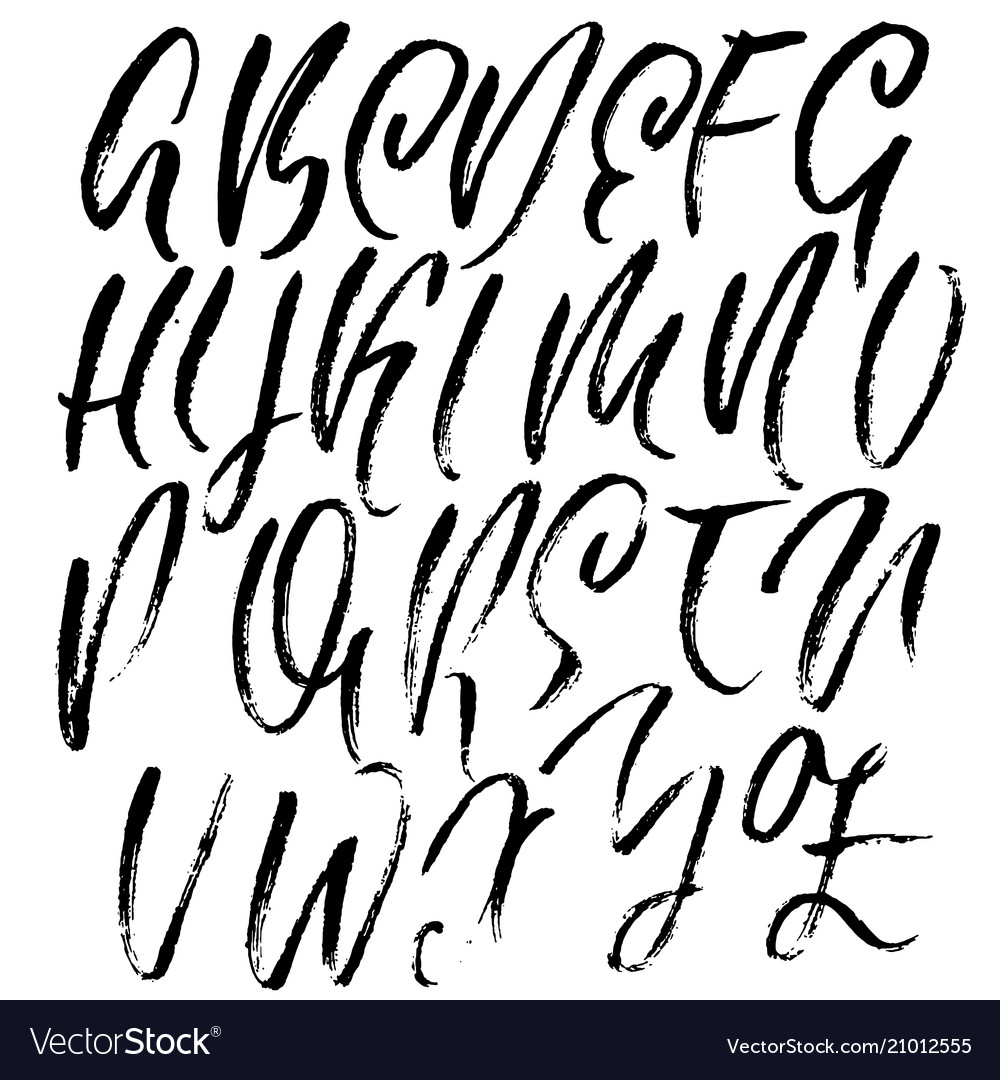 Handdrawn dry brush font modern lettering