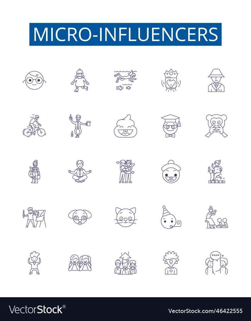 Micro-influencers line icons signs set design Vector Image