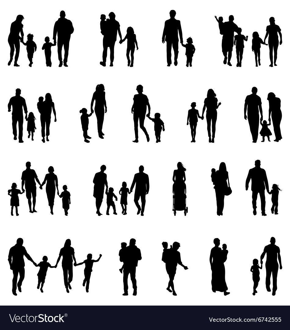 Silhouettes of families Royalty Free Vector Image