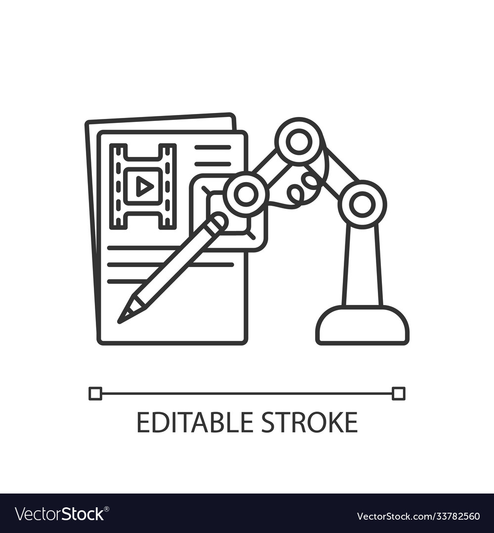 Ai written screenplay linear icon Royalty Free Vector Image