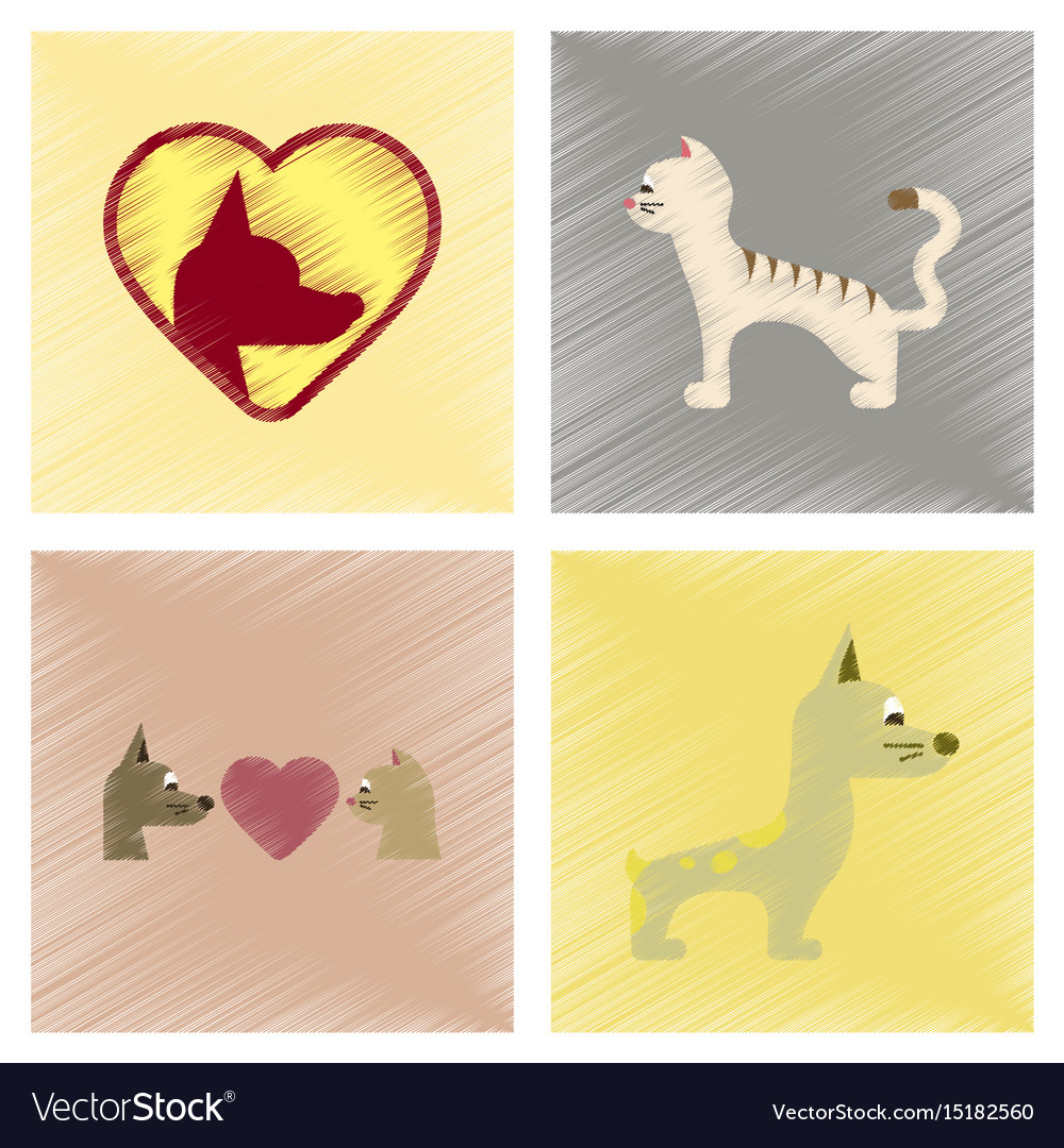 Assembly flat shading style icons dogs cats pets
