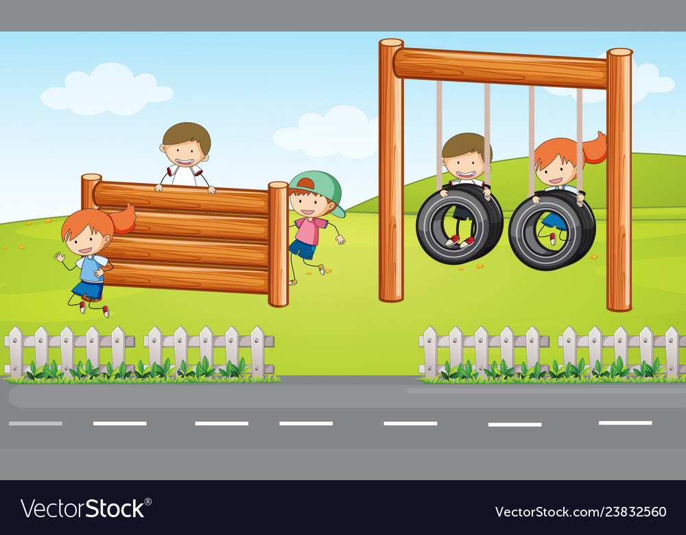 Children Playing At Playground Royalty Free Vector Image