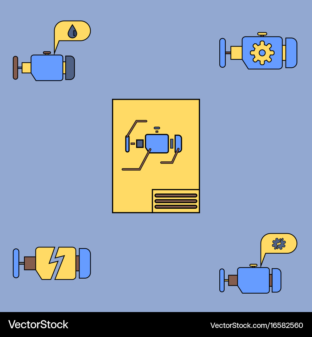 Collection icons and car engine concept Royalty Free Vector