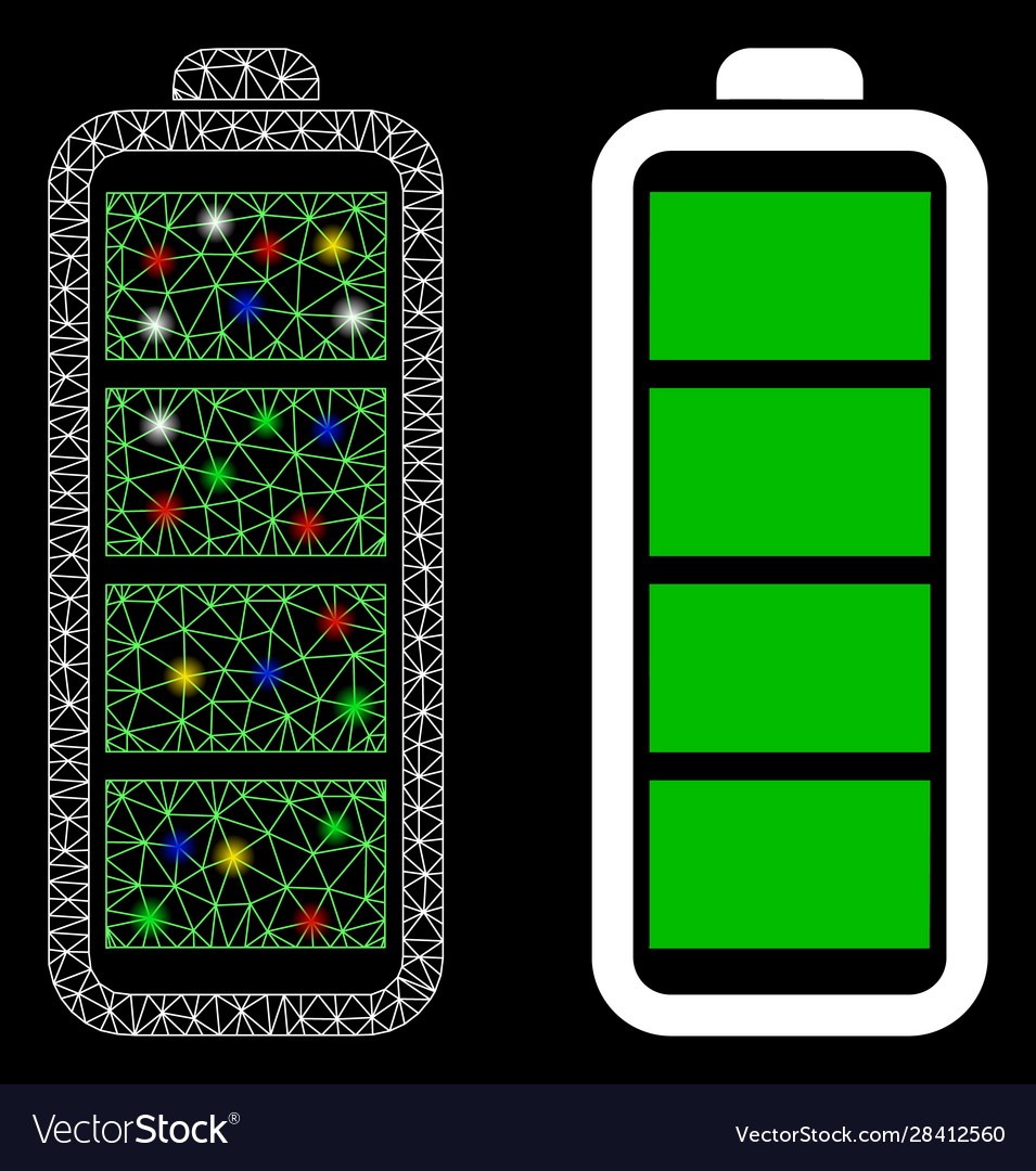 Flare mesh 2d full battery icon with spots Vector Image