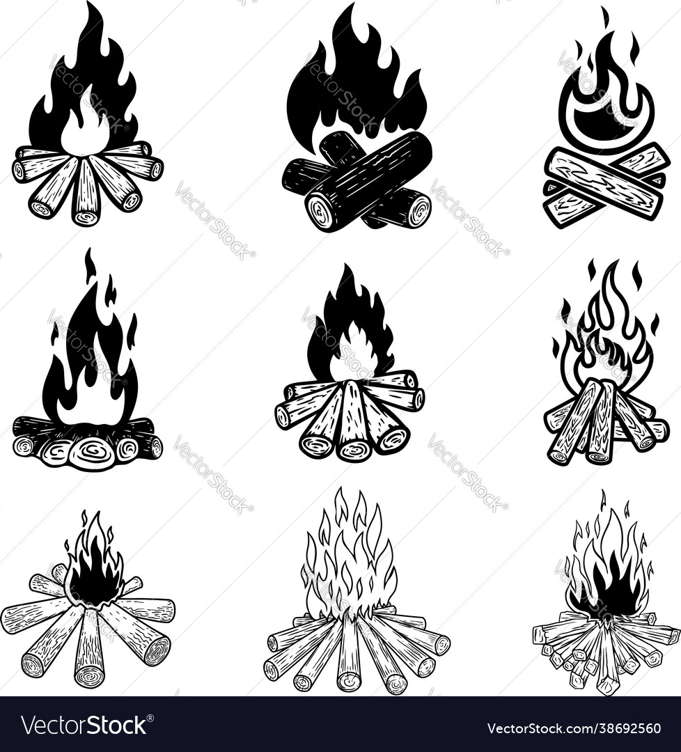 Set campfire design element for logo label Vector Image