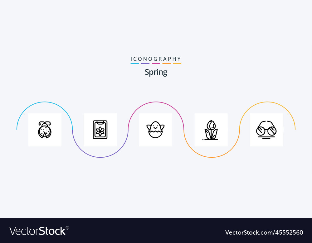 Spring line 5 icon pack including eye rose easter Vector Image