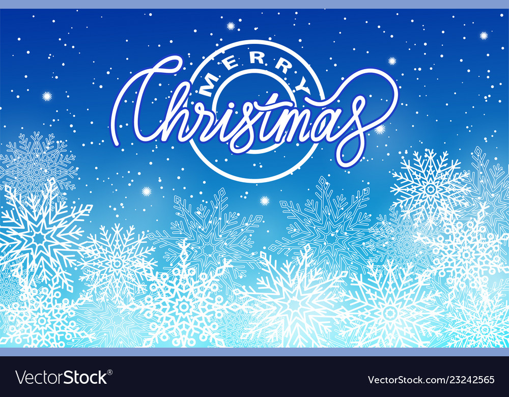 Merry Christmas Postcard With Snowflakes Isolated Vector Image