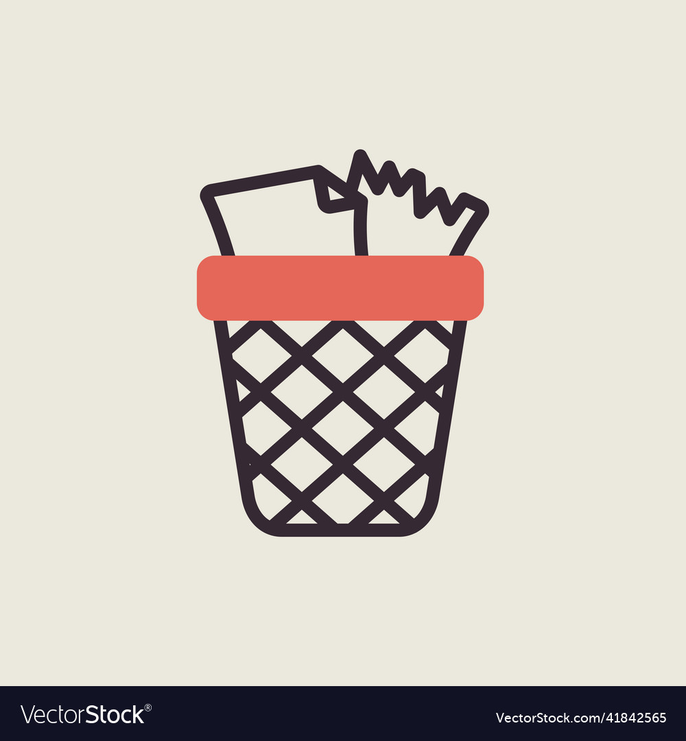 Wastebasket outline isolated icon workspace sign Vector Image