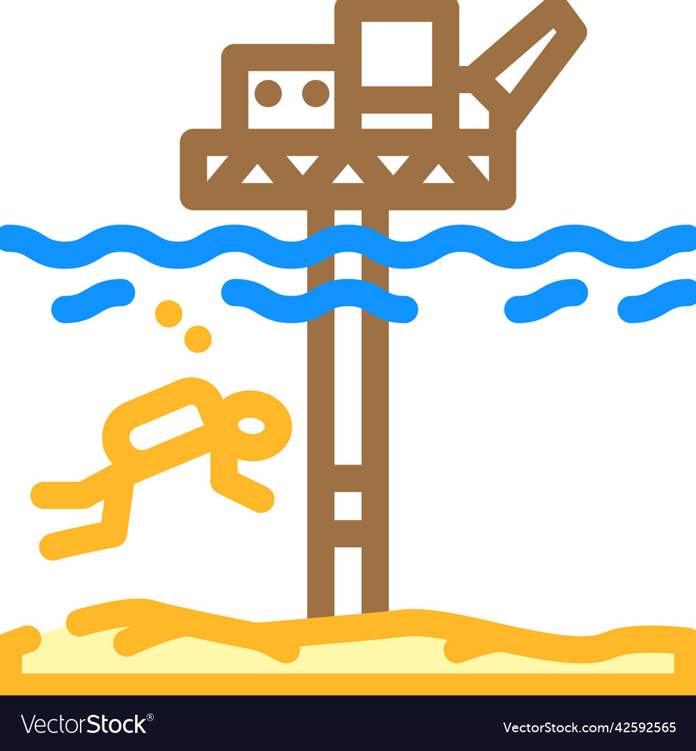 Work with oil rigs color icon Royalty Free Vector Image