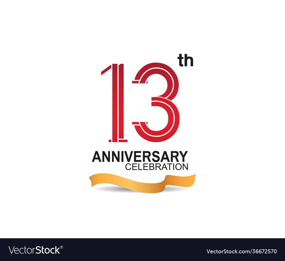 13 anniversary celebration logotype with red Vector Image