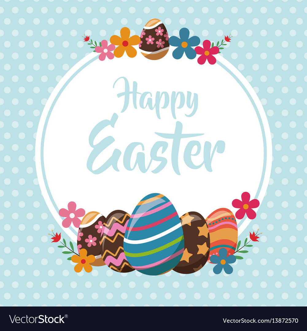 Happy easter eggs decoration poster Royalty Free Vector