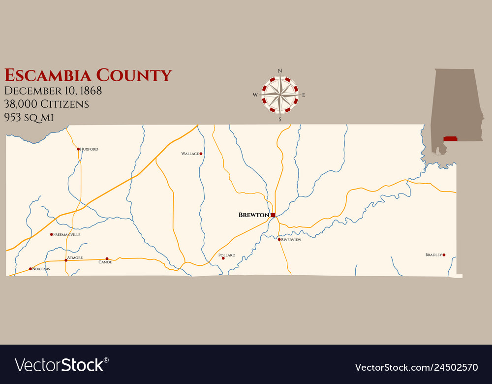 Map of escambia county in alabama