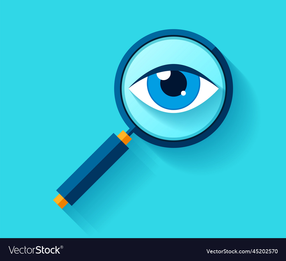 Search loupe icon in flat style magnifying glass