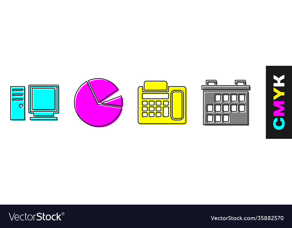 Set computer monitor pie chart infographic Vector Image