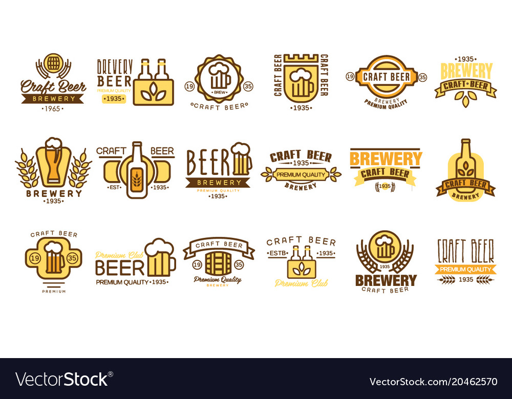 Set of vintage beer logos templates Royalty Free Vector