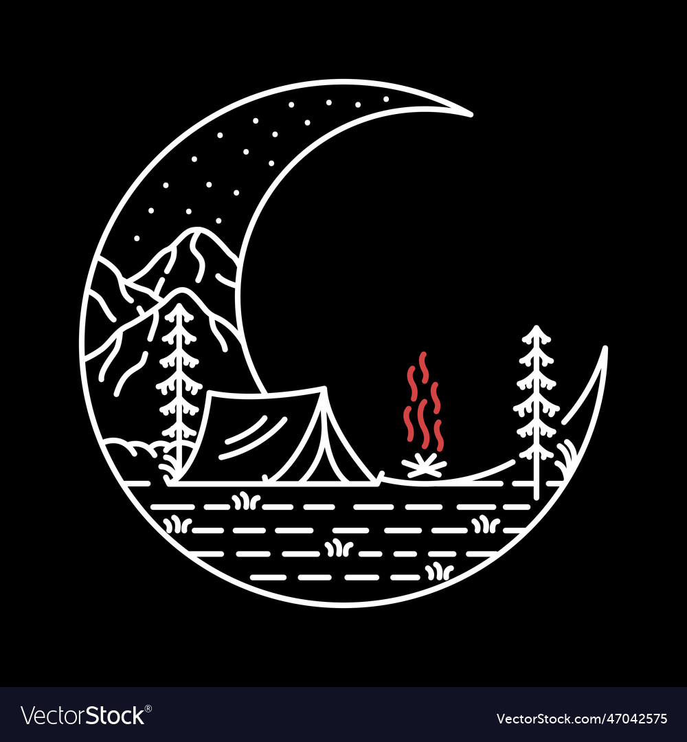 Adventure into space camping on the moon Vector Image