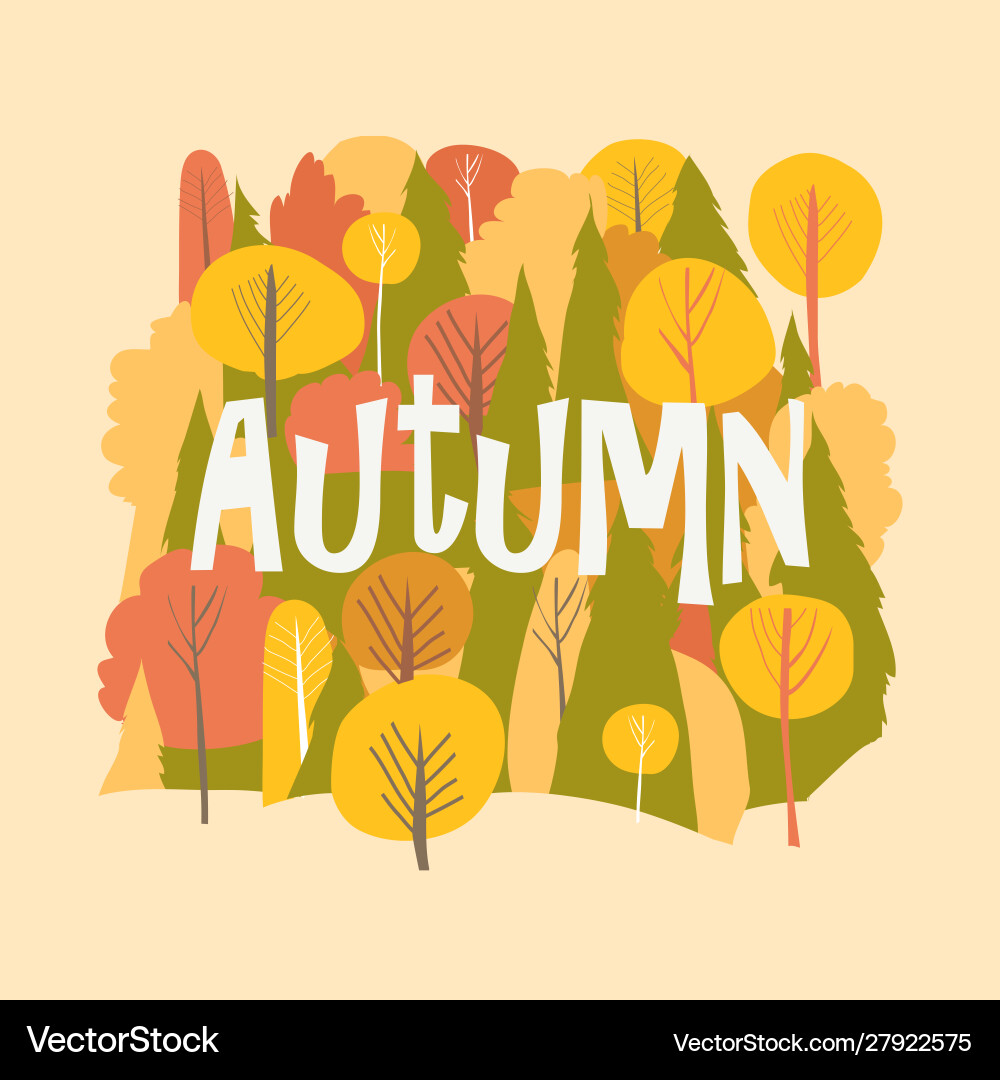 Autumn forest fall background hello Royalty Free Vector