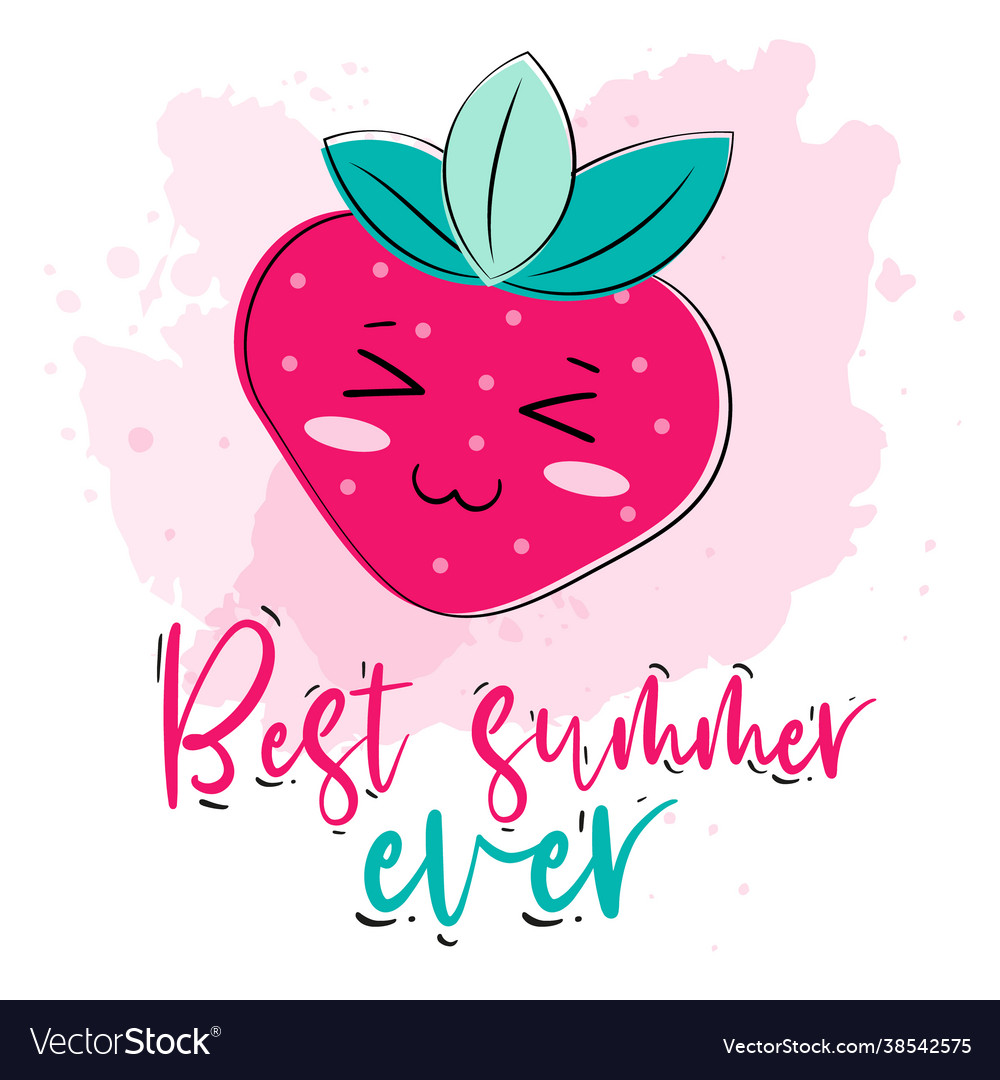 Cartoon funny strawberry character with summer Vector Image