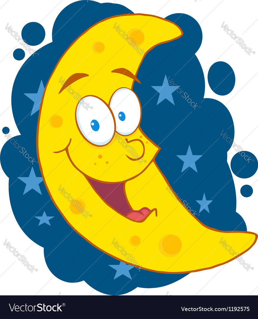 Moon mascot cartoon character in the sky Vector Image