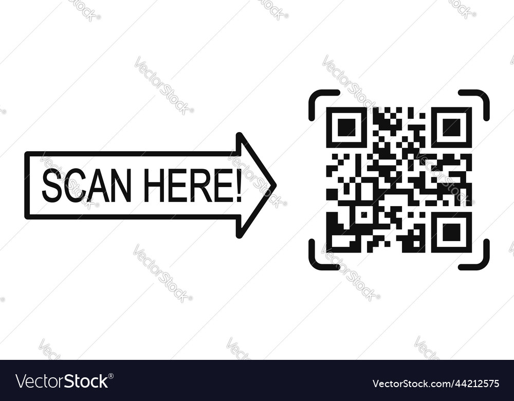 Scan here template with qr code pictogram quick Vector Image