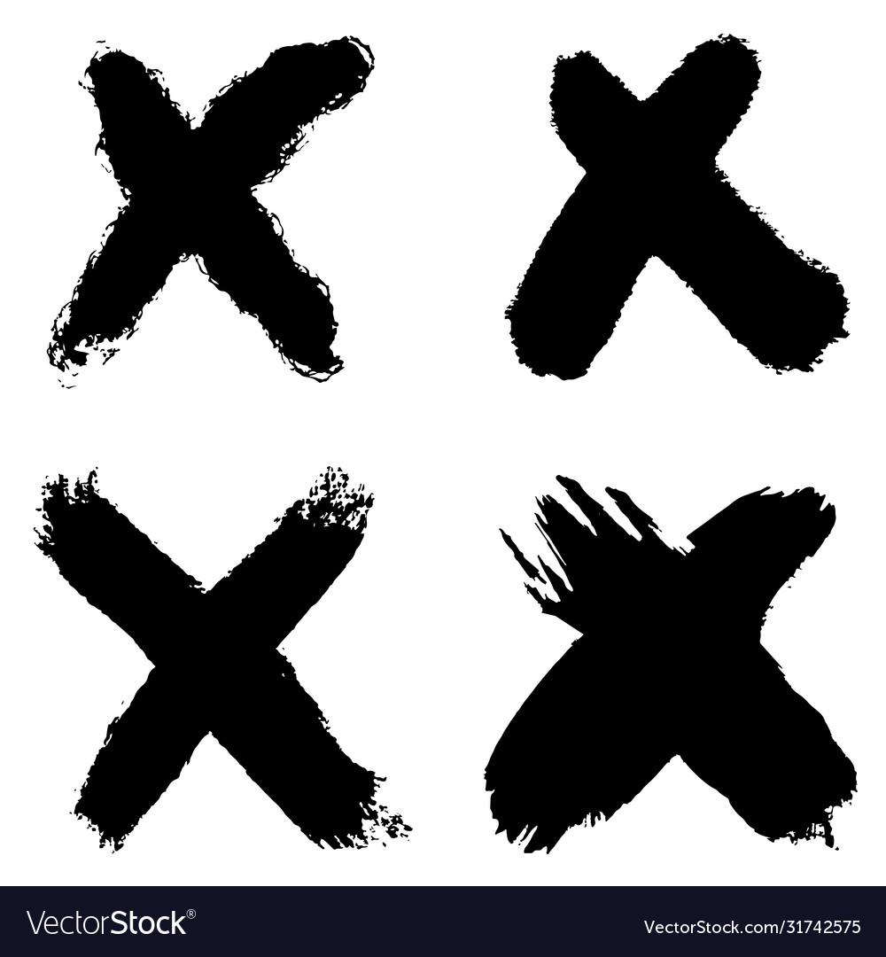 Set hand drawn x marks isolated on white