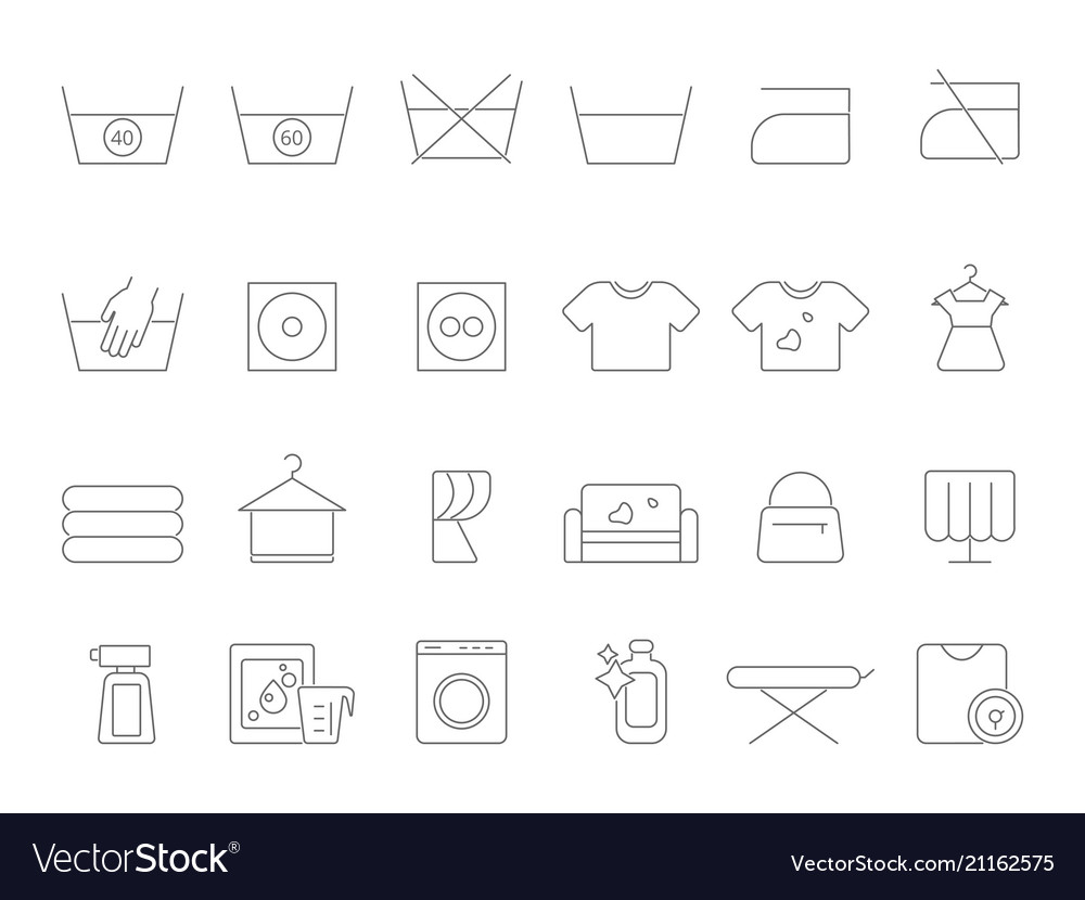 washing and laundry line symbols icons set vector image