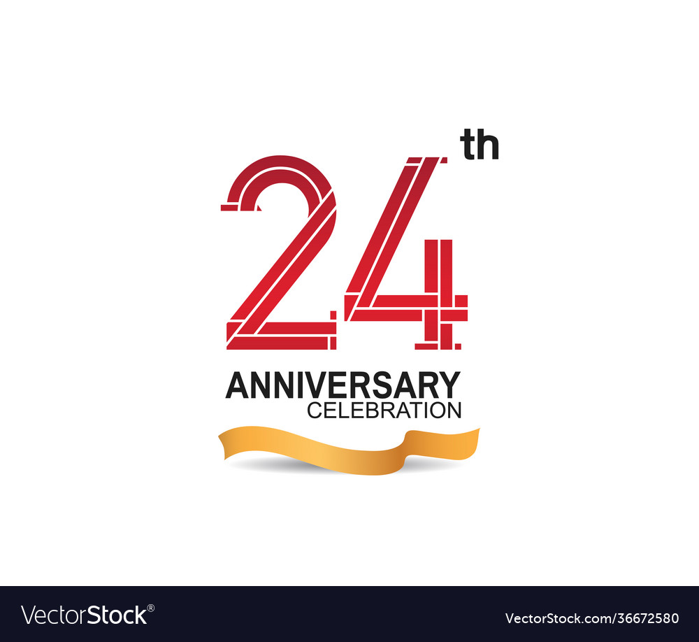 24 anniversary celebration logotype with red Vector Image