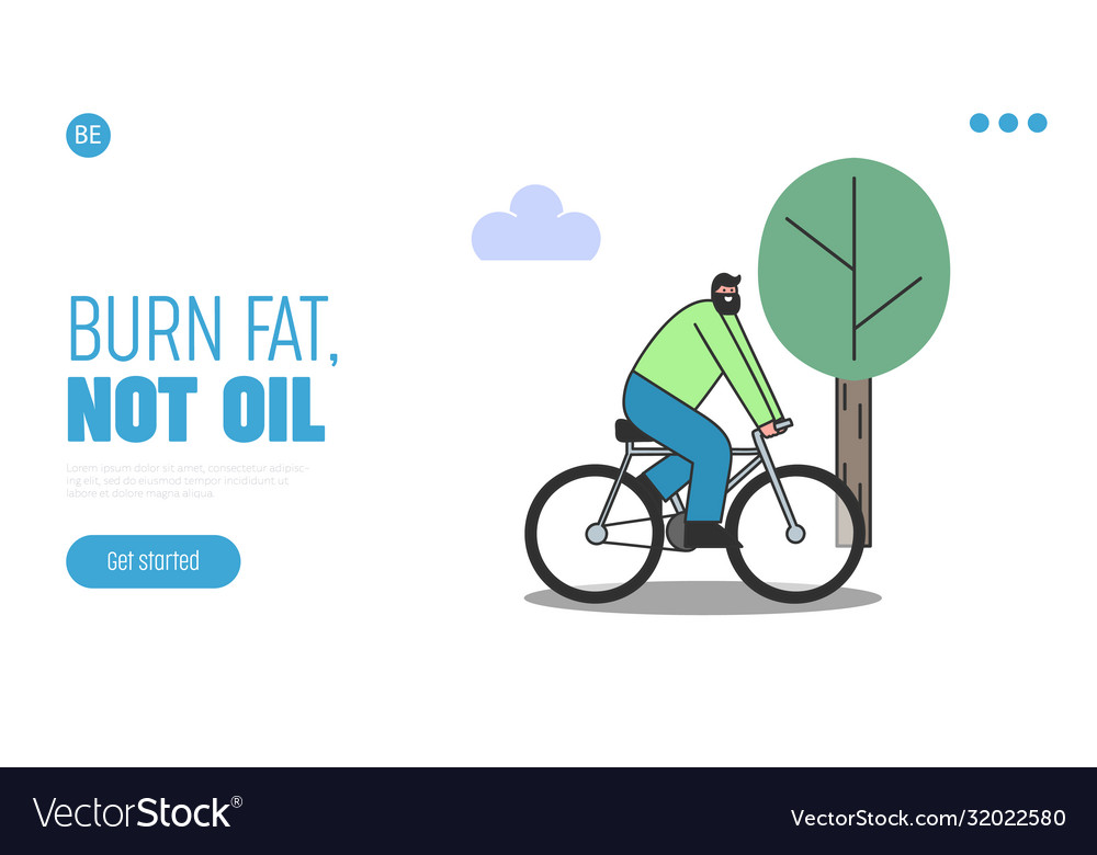 Bicycle riding landing page design with cartoon