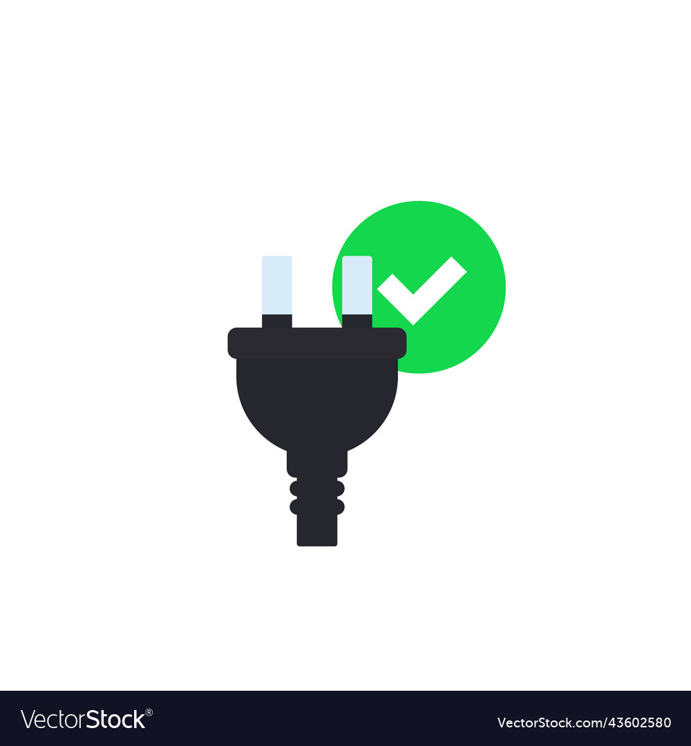 Electric plug and check mark Royalty Free Vector Image