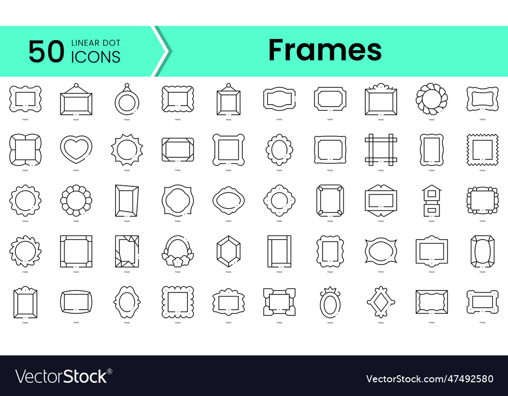 Set of frames icons line art style icons bundle Vector Image