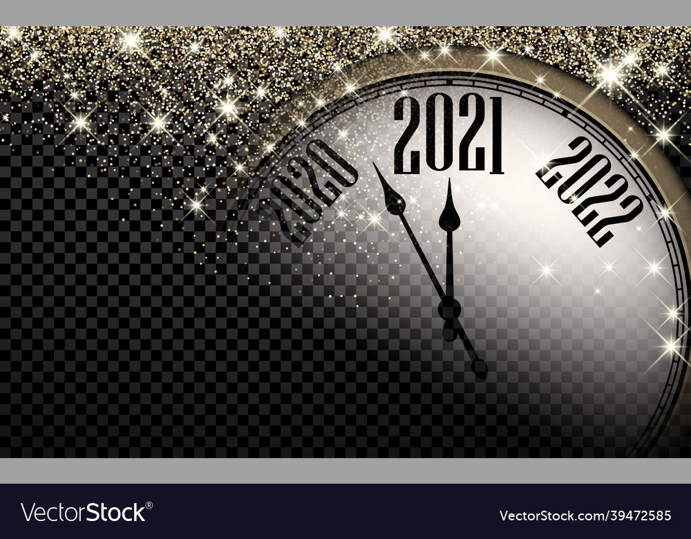 Clock hands showing 2021 year on transparent Vector Image