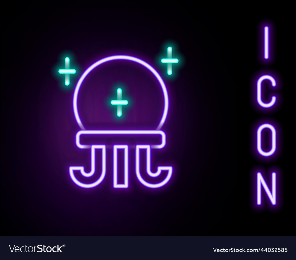 Glowing neon line magic ball icon isolated