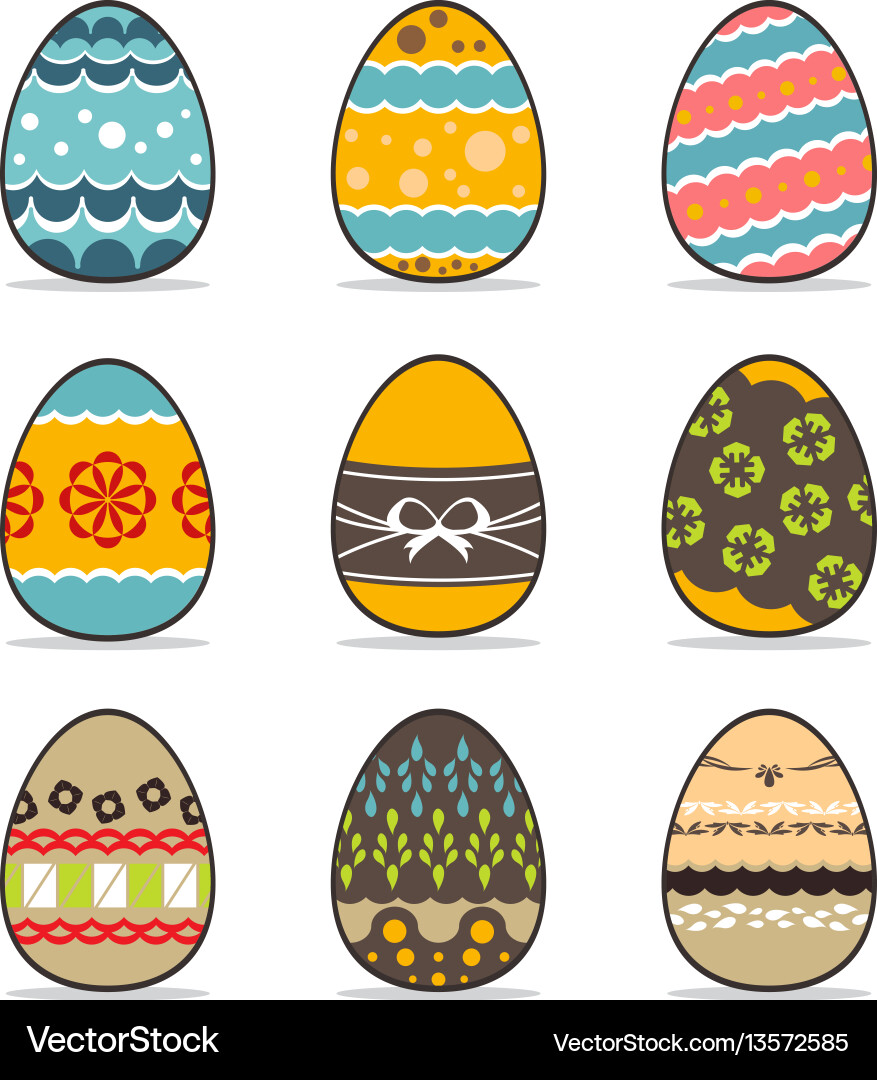 Icon easter egg set Royalty Free Vector Image - VectorStock