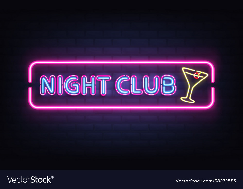 Night club cocktail bar neon signboard Royalty Free Vector