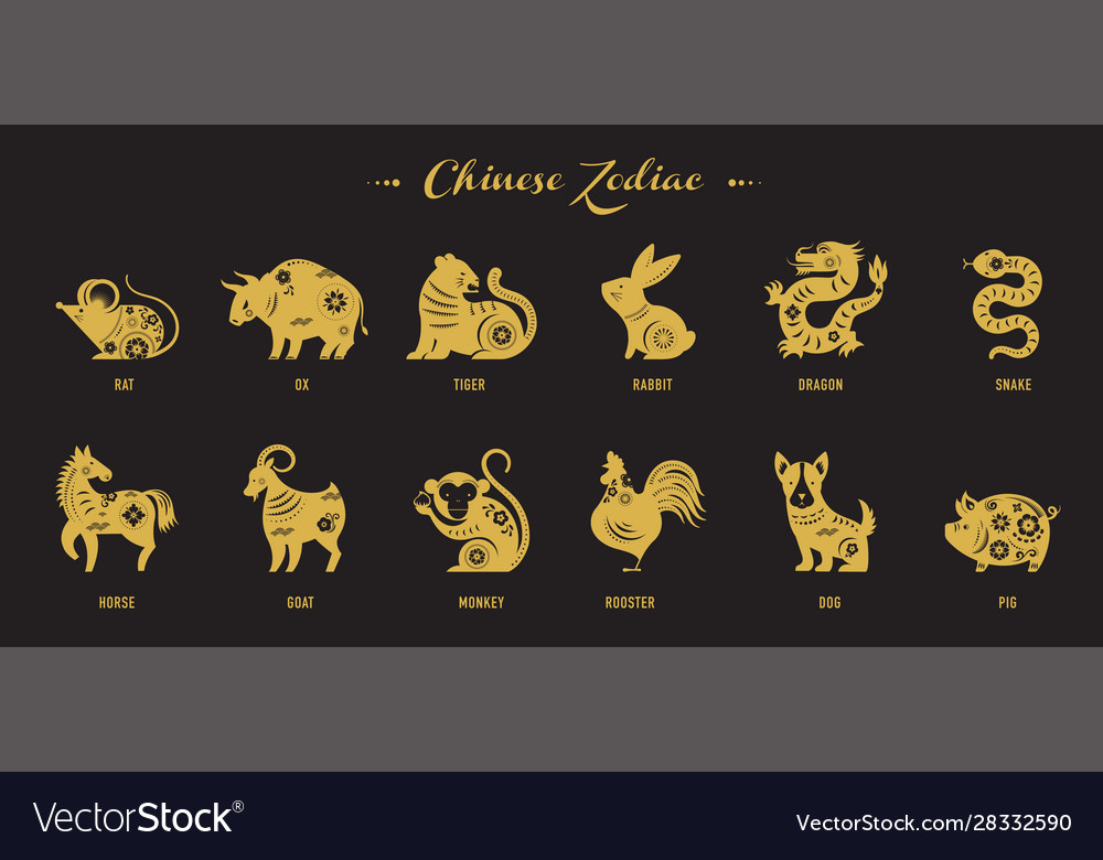 Chinese Zodiac New Year signs. Traditional china paper cut 3692632 Vector  Art at Vecteezy