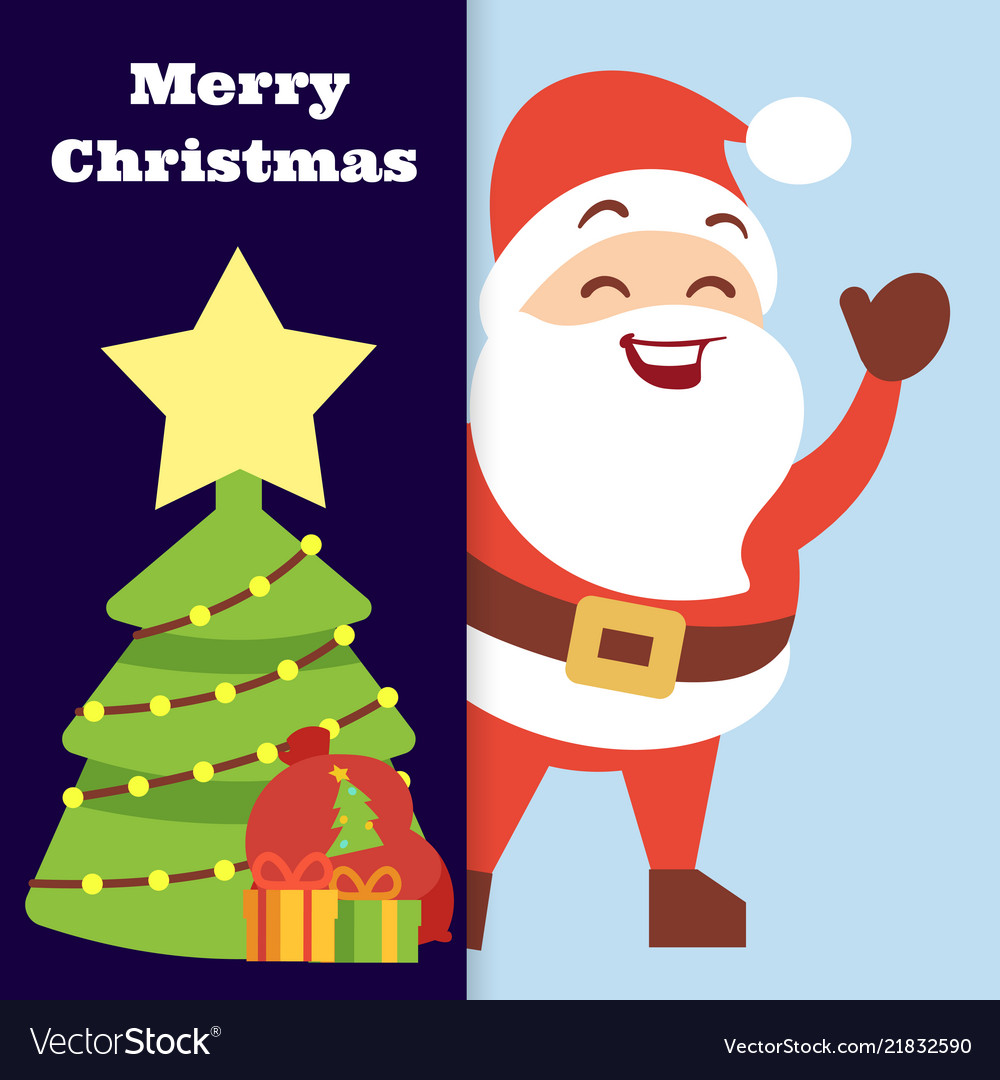 Christmas banner with happy santa and Royalty Free Vector