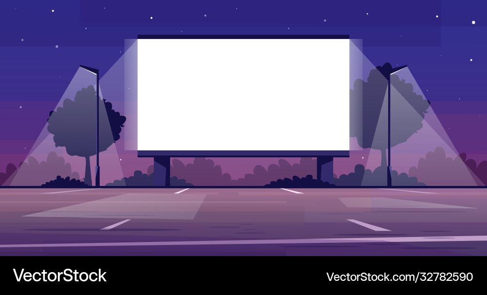 Drive in cinema screen semi flat Royalty Free Vector Image