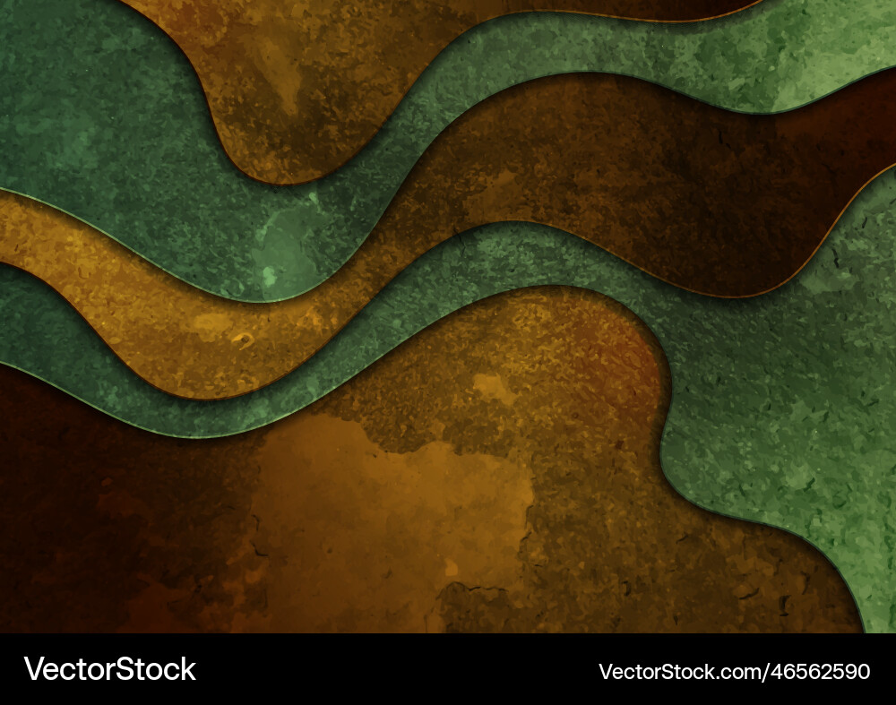 Green and orange grunge waves abstract background Vector Image