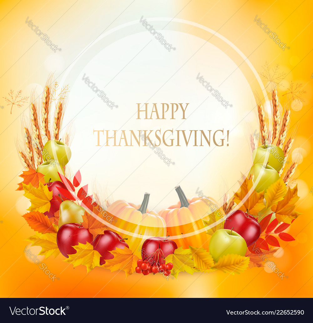 Happy thanksgiving background with autumn Vector Image