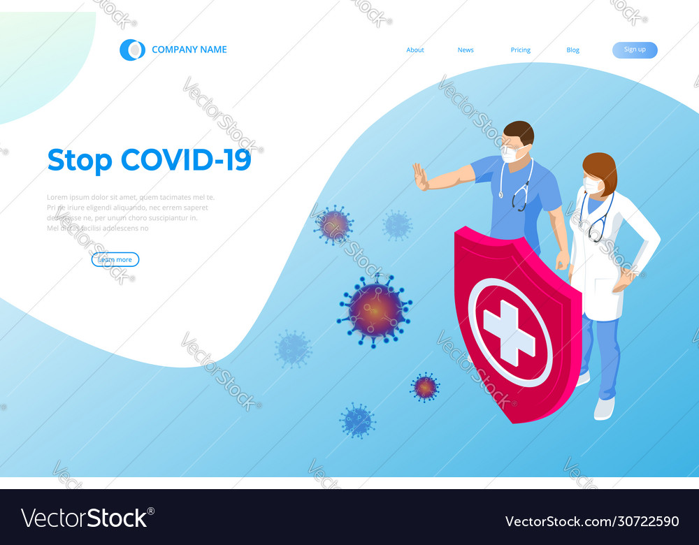 Isometric concept thank you doctors and nurses Vector Image