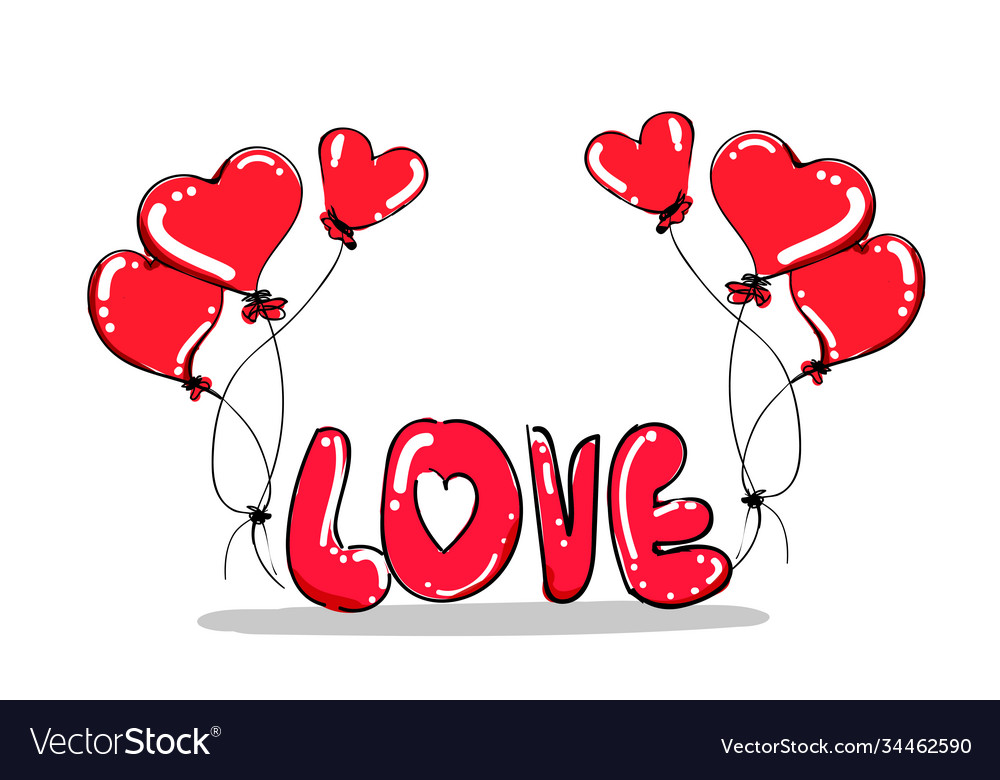 Lovehappy valentines day cute cartoon greeting Vector Image