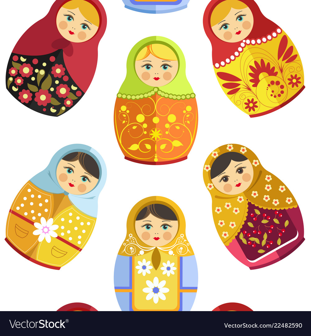 Russian nesting doll traditional wooden souvenir Vector Image