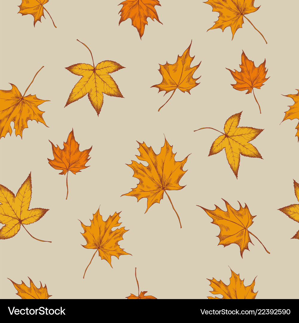 Seamless pattern of autumn hand Royalty Free Vector Image