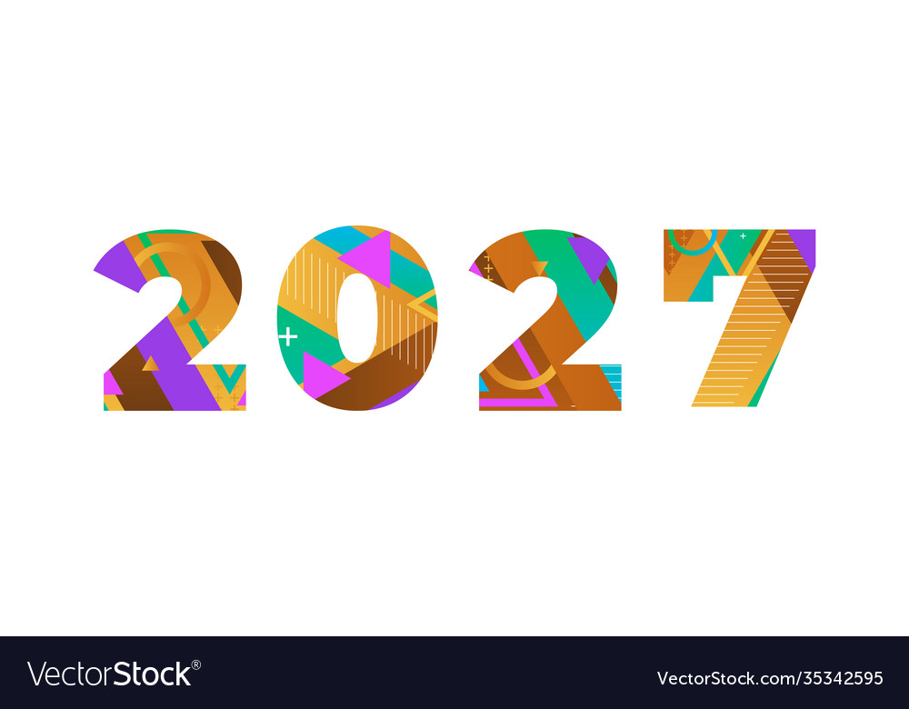 2027 concept retro colorful word art Royalty Free Vector