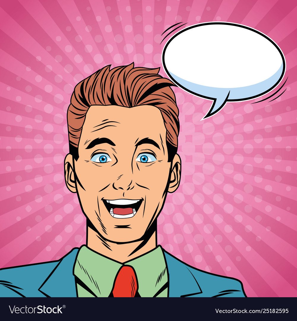 Businessman talking pop art cartoon Royalty Free Vector