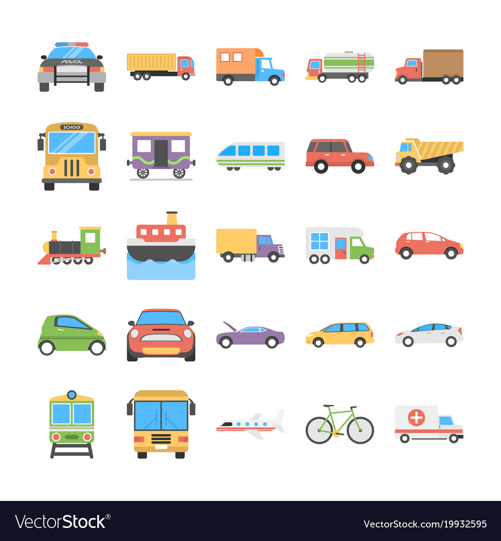 Creative flat icons set transport Royalty Free Vector Image